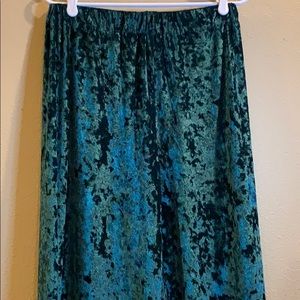 Velvet dark green high waisted wide leg pants